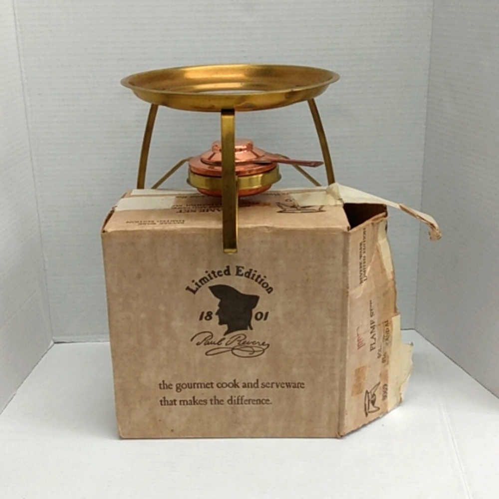 Revere Ware Limited Edition Flame Set Copper and Brass Unused in Box #8069